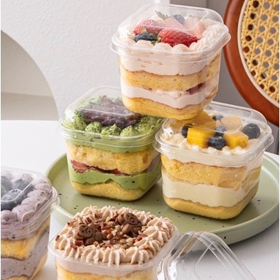 Креманка пластиковая с крышкой, 7,5*7,5*7,8 см