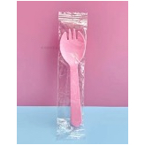 Вилка для бенто-торта в индивидуальной упаковке, розовая