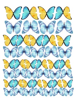 Бабочки разноцветные №3, картинка на сахарной бумаге