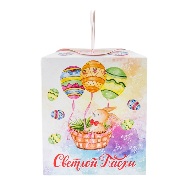 Коробка для кулича с окном "Пасхальная корзинка" 15*15*18 см