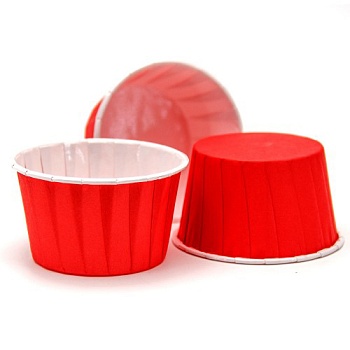 Капсула бумажная Маффин d50*40 мм, Красная с ламинацией, 1 шт