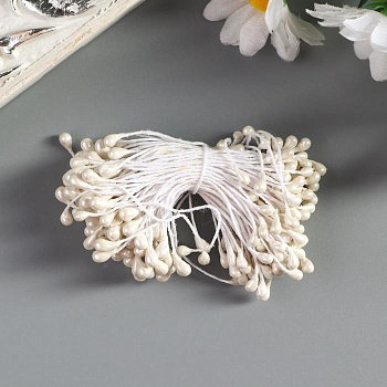 Тычинки "Капельки белые" длина 6 см, 10 шт