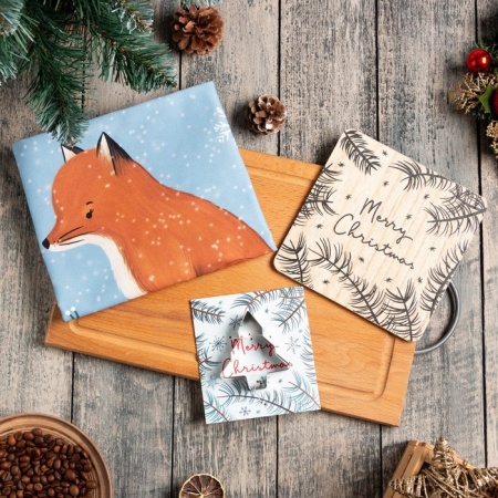 Набор подарочный Этель Snow fox: кухонное полотенце, подставка/горячего и вырубка для пряника
