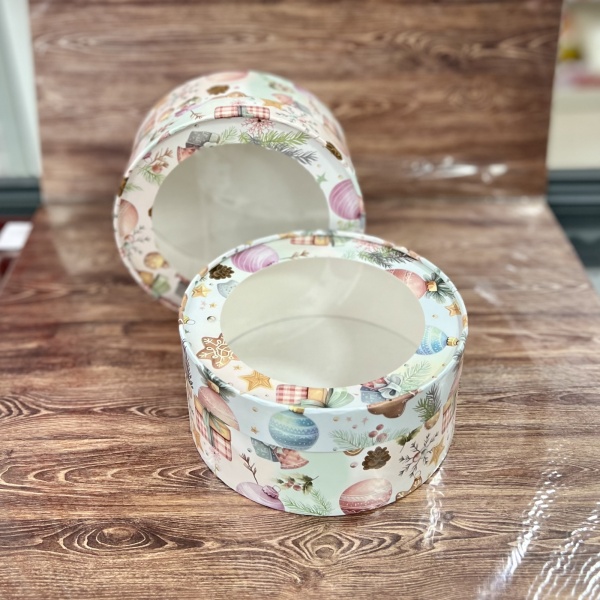 Коробка круглая с окном 16*7 см, игрушки