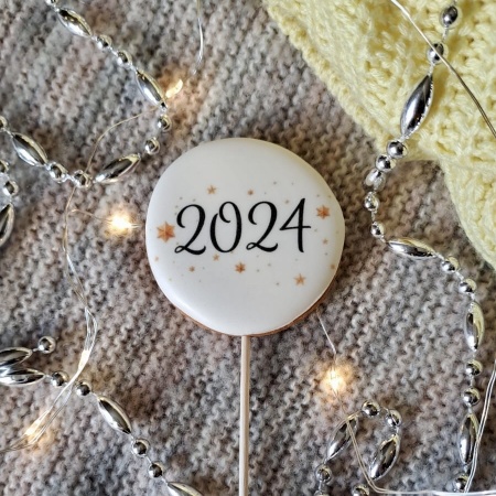 Пряник имбирный круг "2024", 6 см, 1 шт