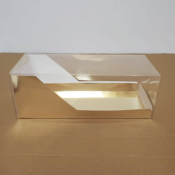 Коробка для рулета прозрачная, 300*110*110 мм, золото
