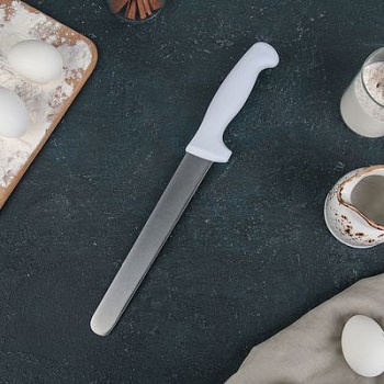 Нож для бисквита, ровный край, ручка пластик, рабочая поверхность 20 см