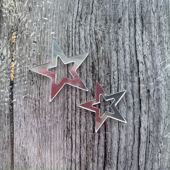 Набор акриловых мини-топперов «Звезды», 2 шт, 3-5 см, серебро