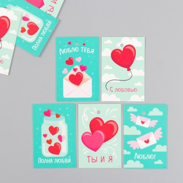 Бирка декоративная "Любовь" набор 10 шт (5 видов) 4х6 см