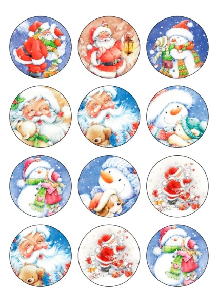 Капкейки Новогодние №4, картинка на сахарной бумаге