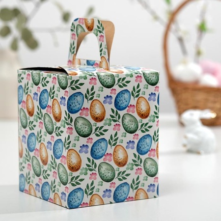 Коробка для кулича с окном "Пасхальный микс" 15*15*18 см