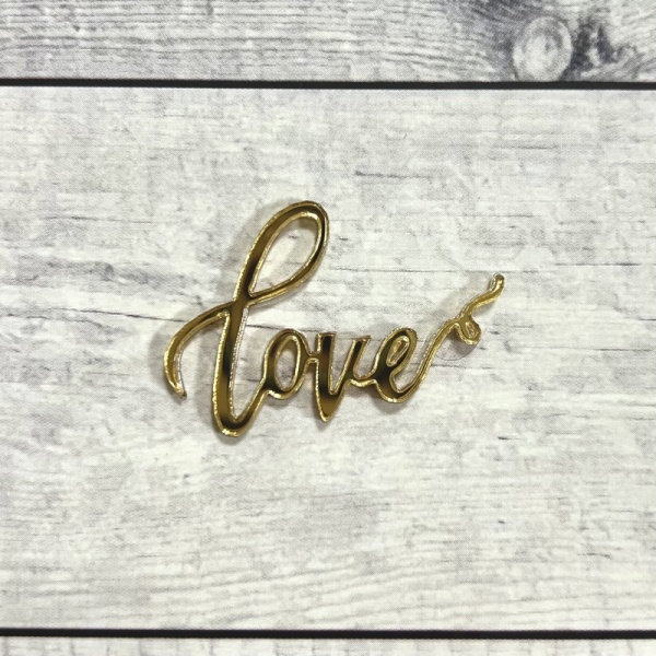 Акриловый топпер "LOVE",  4 см, золото