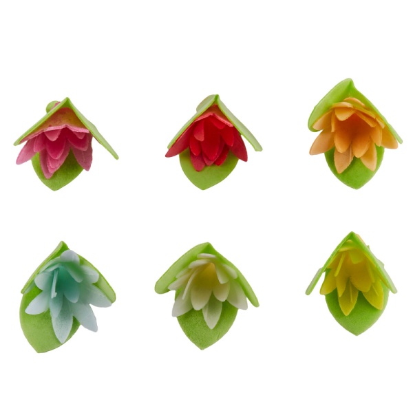 Цветы вафельные микс "Кактусы на трилистнике", 1 шт