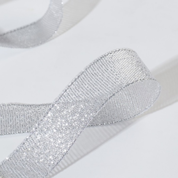 Лента парчовая 20 мм, 22 ± 1 м, цвет серебро