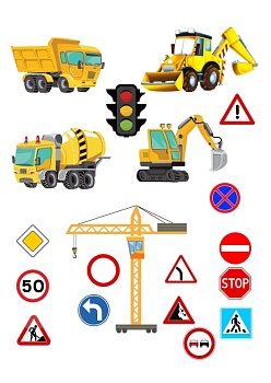 Строительная техника №5, картинка на сахарной бумаге