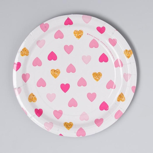 Тарелка бумажная «Сердца», набор 10 шт