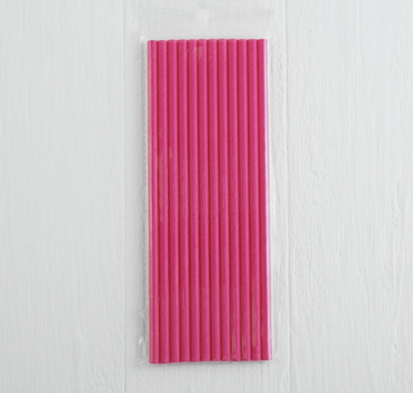 Трубочки для коктейля, набор 12 шт., цвет ярко-розовый