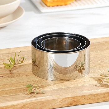 Набор форм для бенто-тортов, высота 6 см, диаметры колец: 12 см, 10 см, 8 см