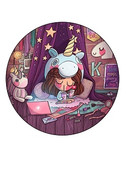 Девушка единорог №2, картинка на сахарной бумаге