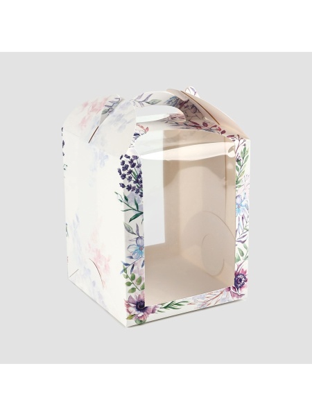 Коробка для кулича с окном "Венок" 15*15*18 см