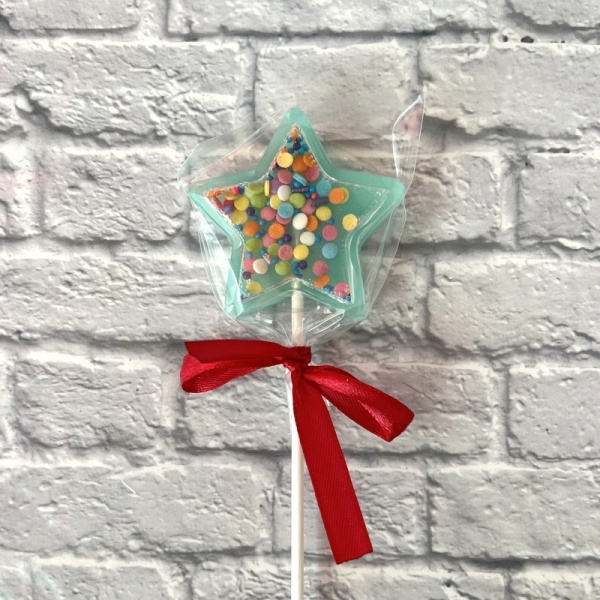 Леденец из изомальта "Погремушка", Звезда, 5 см