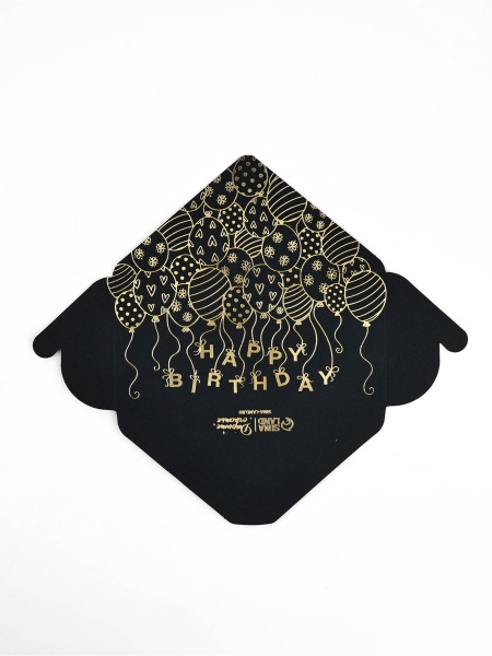 Конверт для денег "Happy Birthday" чёрный крафт, 16,5 х 8 см