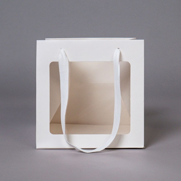 Пакет для торта с окном и квадратным дном 30х30х30 см, белый