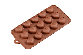 Форма для льда и шоколада Сердечки, 20,5×10 см, 15 ячеек