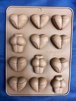Форма для льда и шоколада "Сердечки Девичник", 22*17 см, 12 ячеек