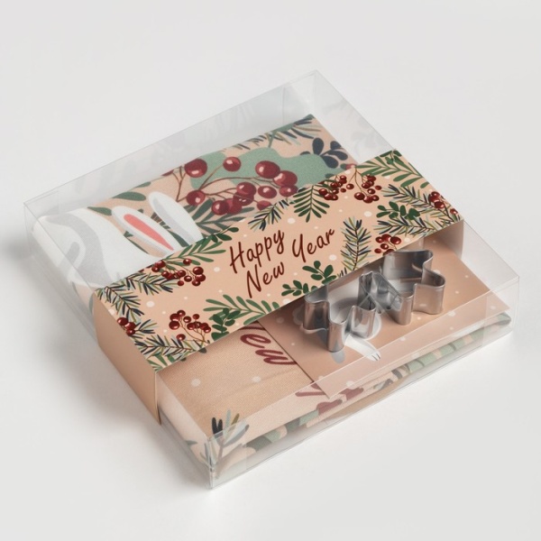 Набор подарочный Этель Christmas wreath: кухонное полотенце, подставка/горячего и вырубка для пряника