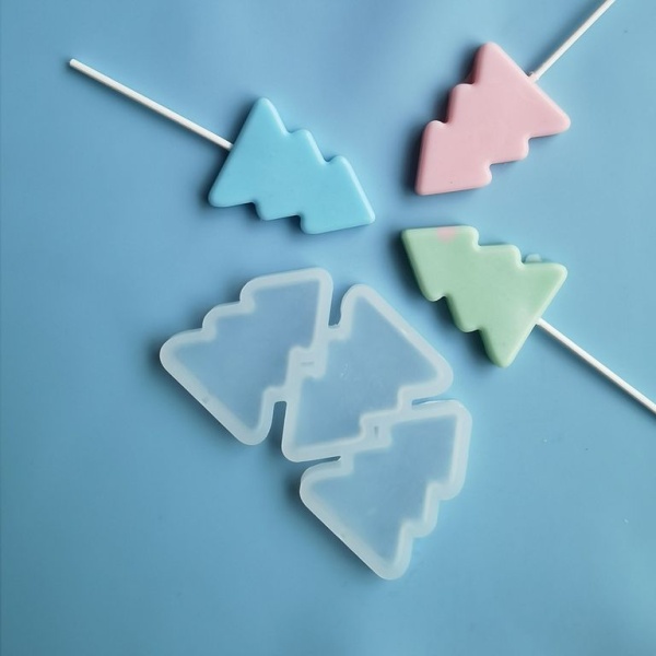 Силиконовая форма для леденцов "Елочки 3 в 1"