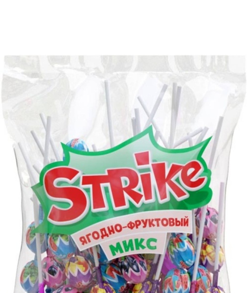 Карамель на палочке «Strike» в ассортименте, 11,3 гр