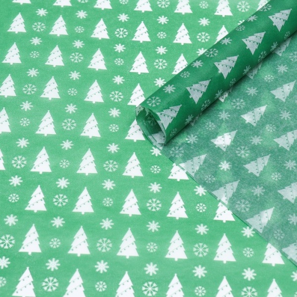 Бумага упаковочная тишью "Лес", 50 х 66 см, 1 шт