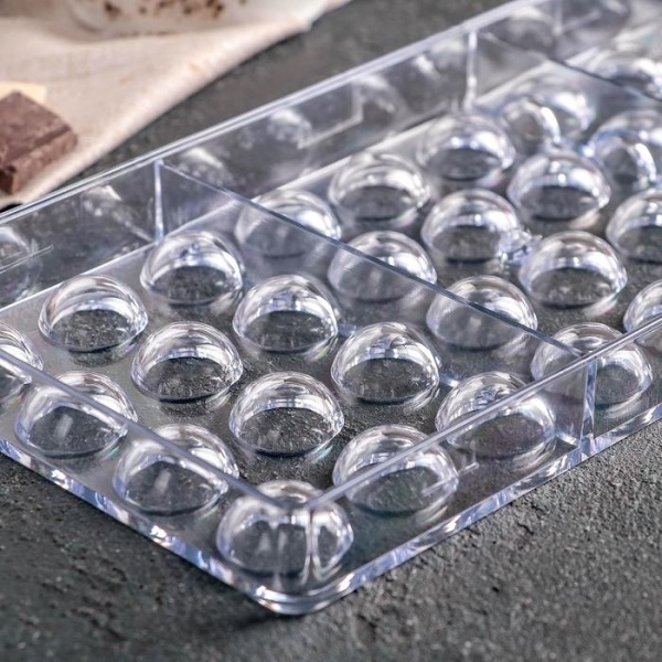 Форма поликарбонатная Полусфера 28×14 см, 36 ячеек, ячейка 2×1 см