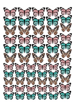 Бабочки разноцветные №9, картинка на сахарной бумаге
