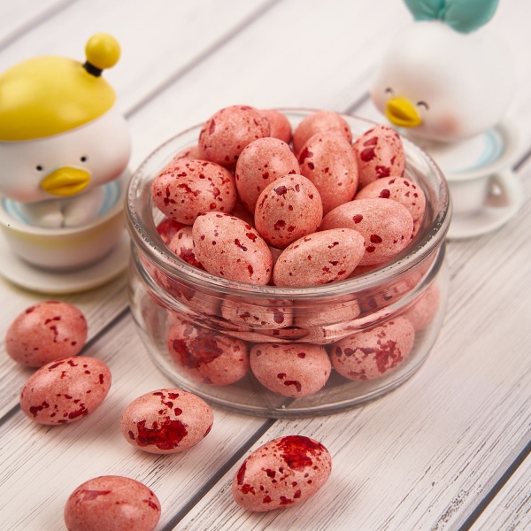 Драже шоколадное с миндалем "Яички", розовые крапинки, 7 шт