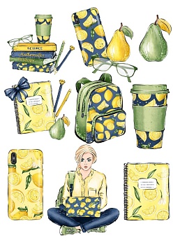 Девушка лимоны №1, картинка на сахарной бумаге