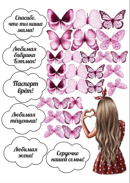 Маме №1, картинка на сахарной бумаге