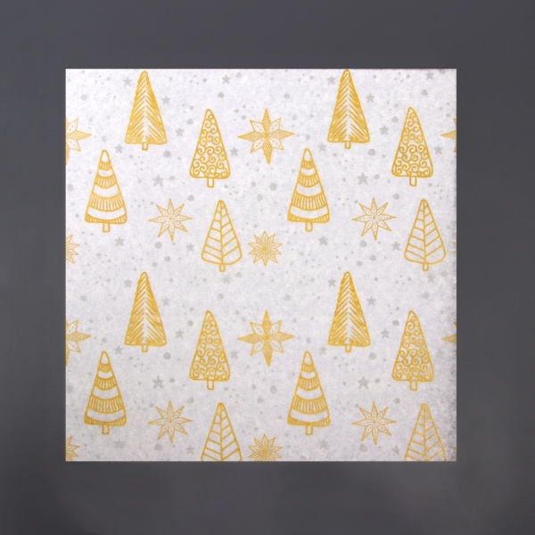 Бумага силиконизированная «Елки», золотые в листах, 18*18 см, набор 10 шт