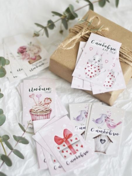 Мини-открытки "С любовью", набор 25 шт, 4,5 х 7 см
