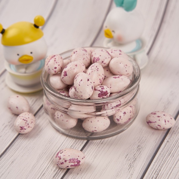 Драже шоколадное с миндалем "Яички", сиреневые крапинки, 7 шт