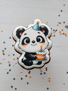 Пряник имбирный "Панда с тортом", 10 см