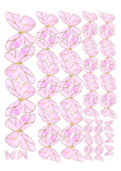 Бабочки розовые №4, картинка на сахарной бумаге