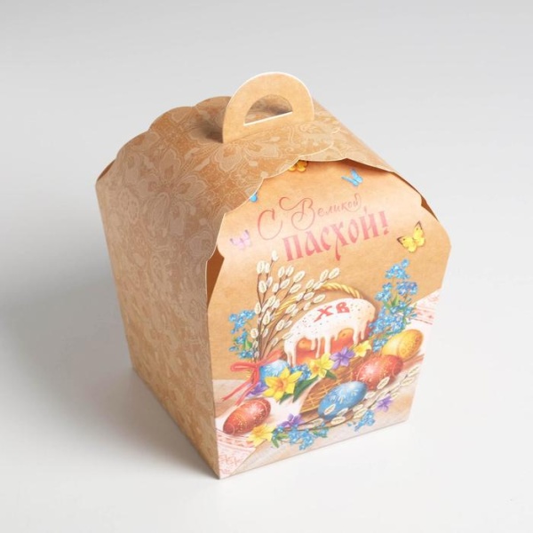 Коробка для кулича с окном «С Великой Пасхой», 17 х 17 х 26 см