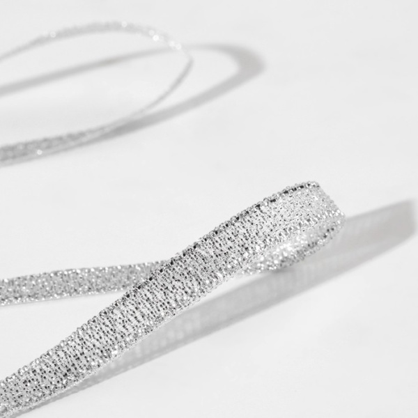 Лента парчовая 6 мм, 22 ± 1 м, цвет серебро