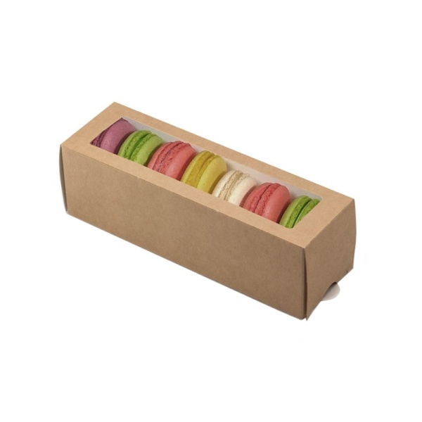 Коробка-пенал для макаронс с окном ECO MB 6, 180*55*55 мм, крафт