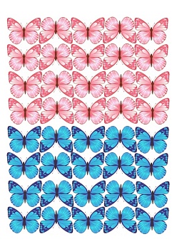 Бабочки разноцветные №4, картинка на сахарной бумаге