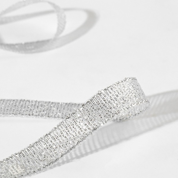 Лента парчовая 10 мм, 22 ± 1 м, цвет серебро