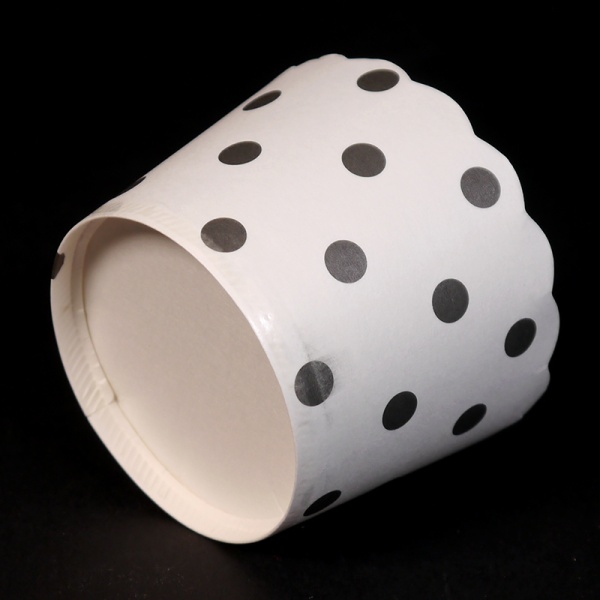 Бумажный стаканчик для кекса d50*45 мм, белый в горох, 1 шт