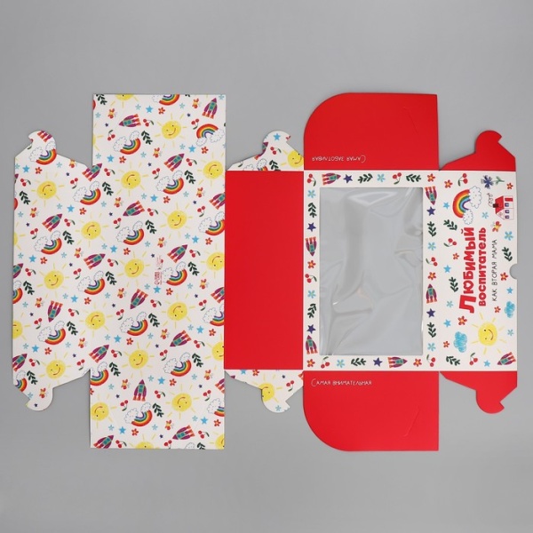 Коробка для 6 капкейков с окном "Любимый воспитатель"